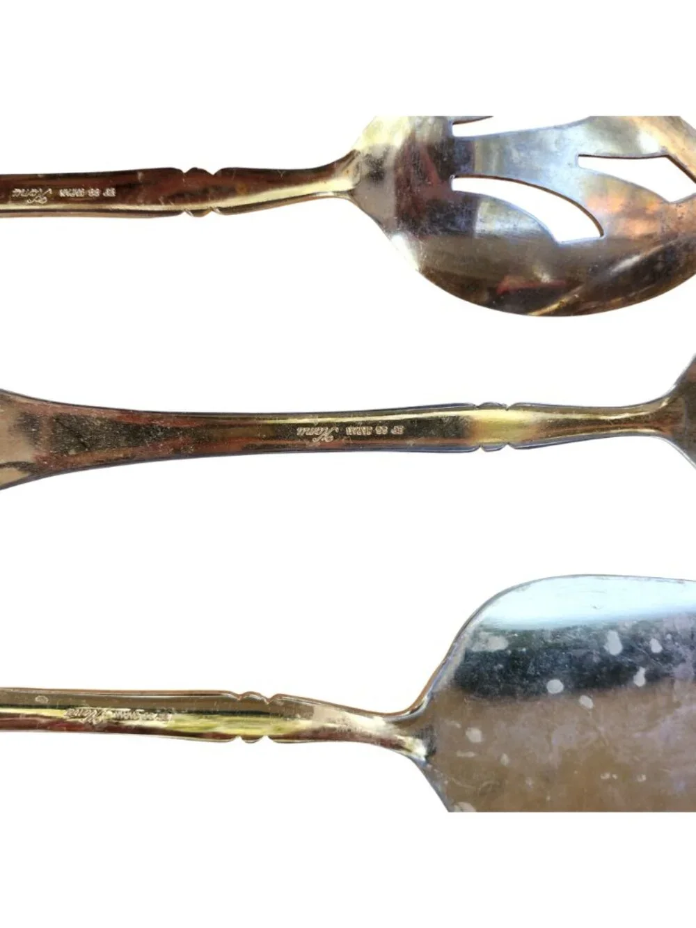 Vintage Kanu EP SS Japan Gold Flatware 22 Pc Lot Fan Pattern Jewelry Craft